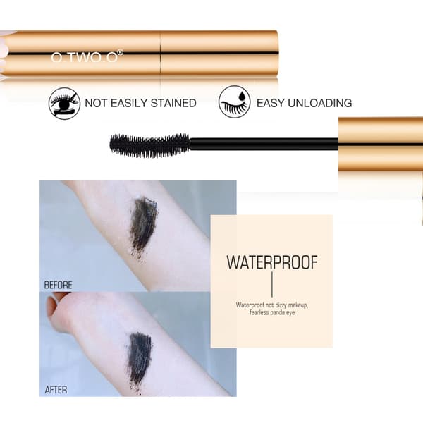 O.TWO.O 3D Mascara Forlengelse Svart Vippe Øyenvippeforlengelse Øyenvipper Børste Skjønnhet Sminke Langvarig Gullfarget Mascara Macara9981