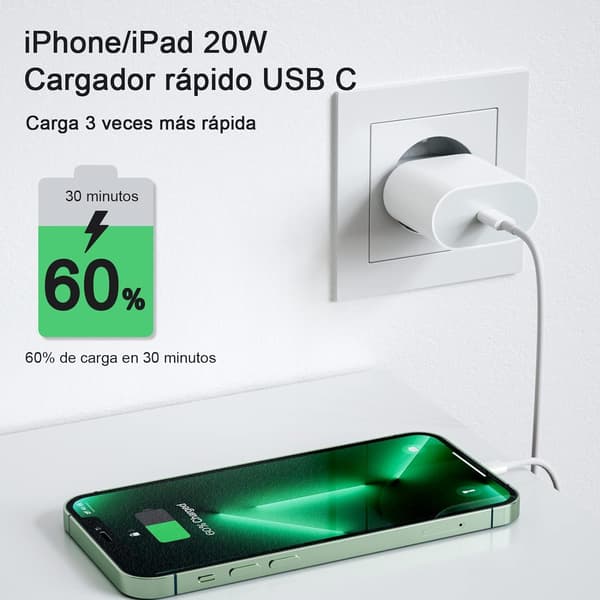 20W USB-C-virtalähde pikalaturi iPhone + 1M Lightning-kaapeli