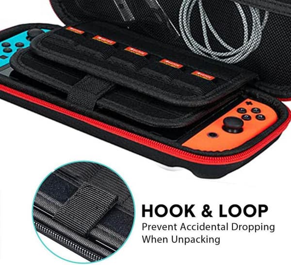 Nintendo Switch Game Case (Red Zipper), Nintendo Switch OLED Case with 20 Card Slots, Switch Accessories