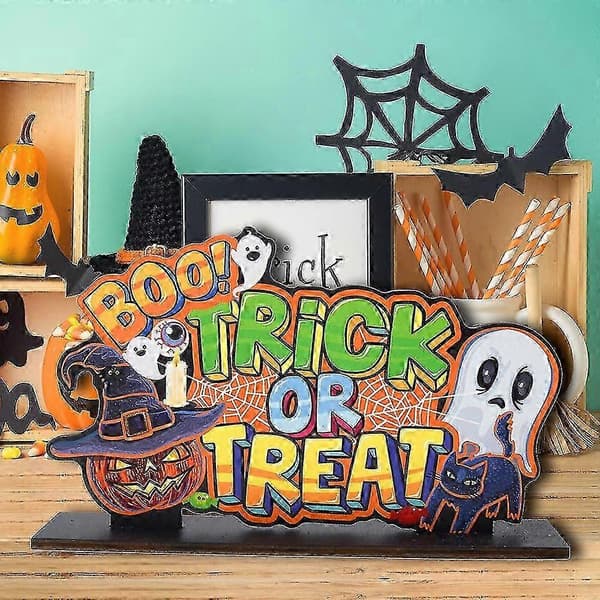Rustic Halloween Wooden Ornaments for Table Decorations