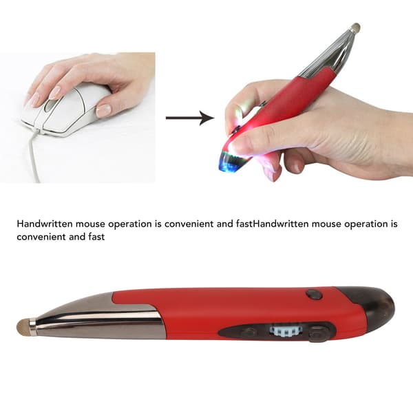 Wireless Pen Mouse, Rechargeable, Luminous, Silent, Small, Portable, Bluetooth 2.4g, Dual Mode, Wireless Pen Mouse for PC, Laptop, Red 0.1