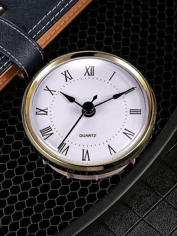 Round Clock Insert 3-1/8 Inch (80 mm) Quartz Movement Roman Numerals Gold Bezel (Gold Bezel)