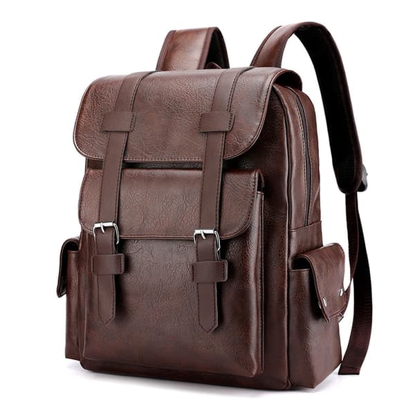 Leather Laptop Backpack for Men, Work Backpack for Travel, Office, School, Waterproof Casual Computer Backpack Fits Notebook 15.6 Inch Coff