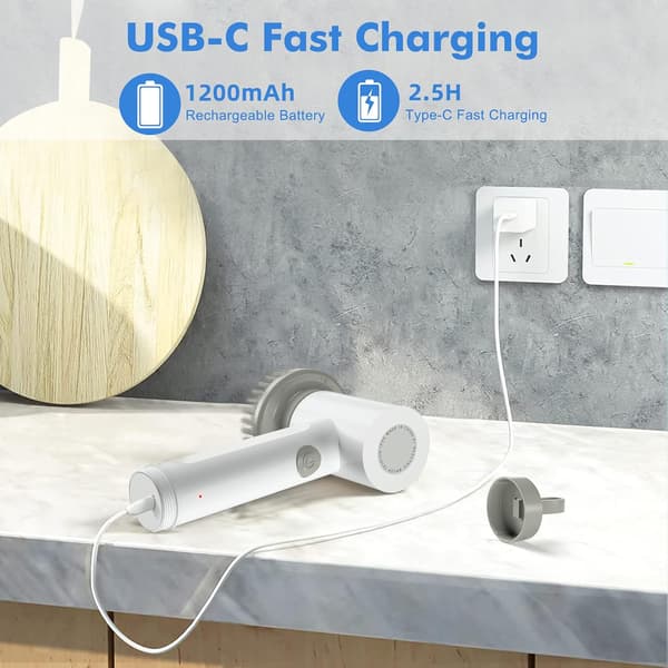 Electric Cleaning Brush, Cordless Hand Scrubber, USB Rechargeable