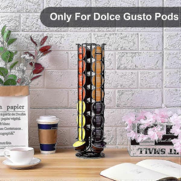 Kapselholder til 32 Dolce Gusto-kapsler, holder til opbevaring af kaffekapsler, skridsikker base, roterbar, sort-2025