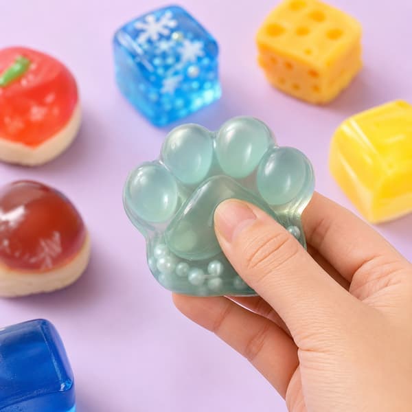 8-delad Squishy Fun Box, Mat och Klar Kub Sensoriska Stresslindrande Leksaker, Mjukt Klämbart Fidget Presentpaket