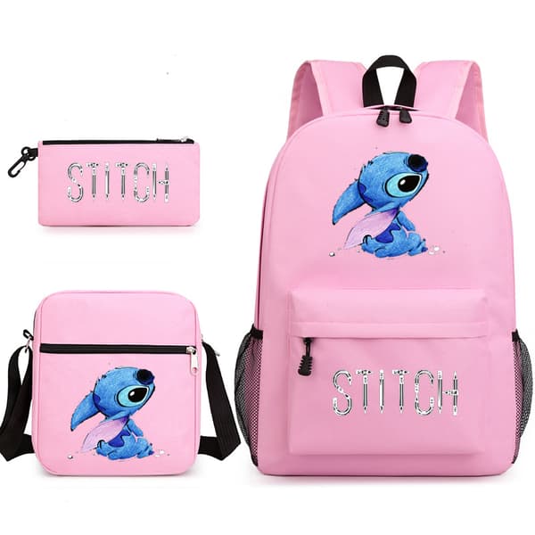 Lilo & Stitch -reppu, kolmiosainen setti (vaaleanpunainen)