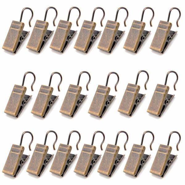 20 gardinklemmer med krog - Antik messing