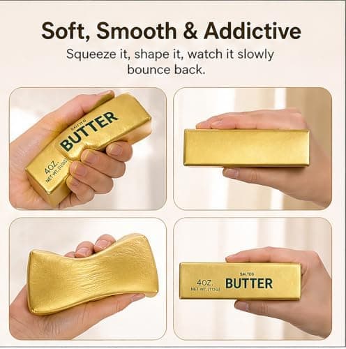 2 STK Gylden Smør Squishy, Langsomt Stigende Guld Smørpind Squishy Legetøj 2