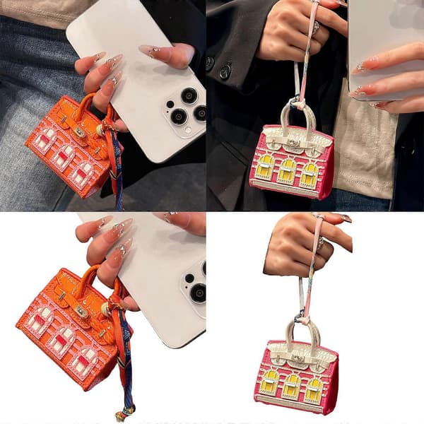 Versatile Microfiber Pouch for Keys and Accessories Handbag Keychain Coin Purse Small House Window Handmade Keychain Red Red