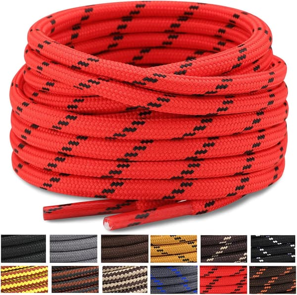 Runde snørebånd [2 par] rivefaste snørebånd rød red 120cm
