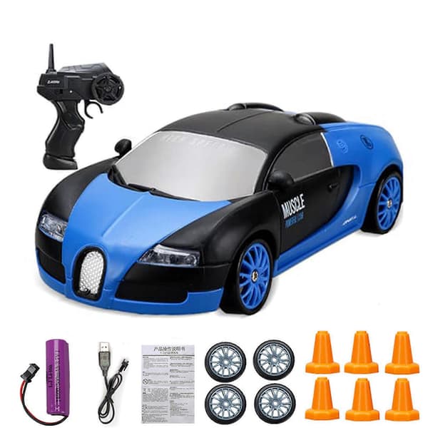 RC Drift Car, 15 km/h Scratch-Resistant Lightweight Rechargeable Low-Friction Remote Control Car Blue