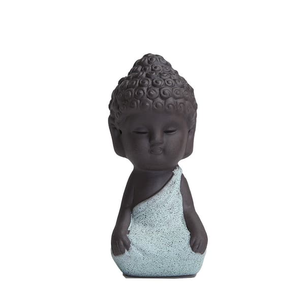 Keramisk Buddha-statue Mini Meditasjon Mediterende Skulptur