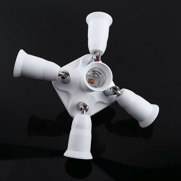 5 i 1 E27 Sokkel Splitter Adapter Sokkel Adapter Splitter Sokkel Adapter Konverterholder til E27 LED-pærer