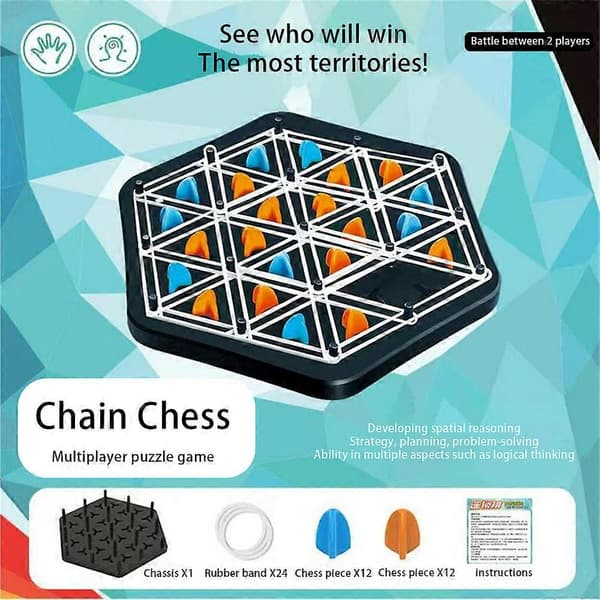 Fun Chain Triggle Game, Triggle Rubber Band Game, Triggle Board Game Chain Triangle Chess Game, Suitable for 2-4 Players