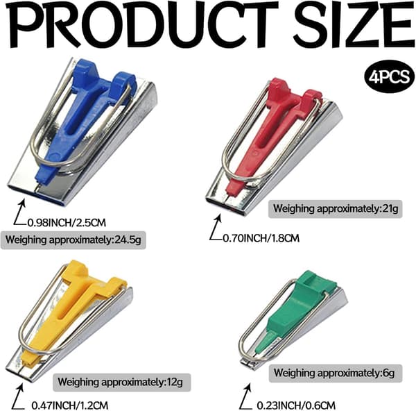 4-pack Bias Tape Makers, Durable Hard Plastic and Stainless Steel, Sewing Binding Quilting Tools, Perfect for DIY Patchwork Arts and Crafts