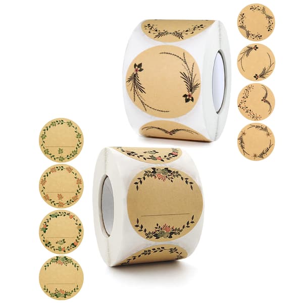 500 pcs 5 cm Brown Self-Adhesive Kraft Paper Labels
