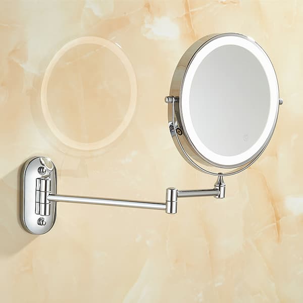Wall Mounted Makeup Mirror with LED Light 5X Magnification 360° Rotation Dimmable Light for Bathroom Dressing Room Hotel