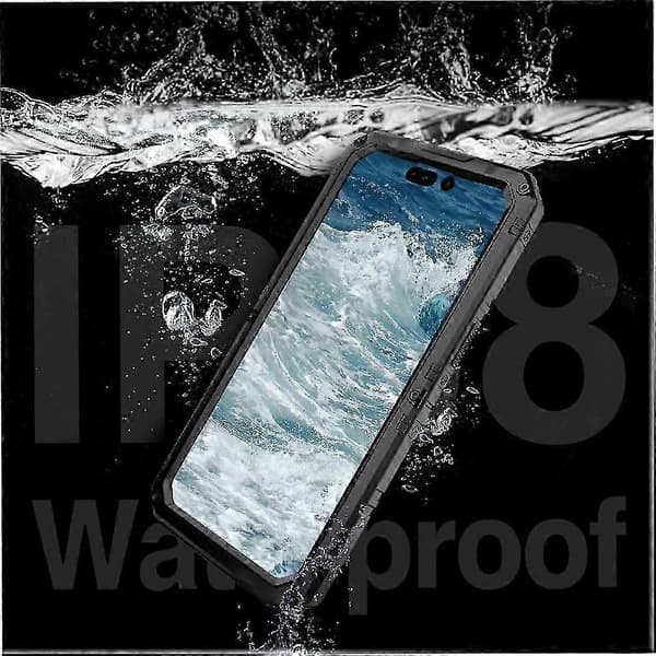 Waterproof Case For IPhone 14 Pro Max Heavy Duty Durable Metal Full Coverage IP68 Waterproof Full 3.65m Military Shockproof Waterproof Built-in Black