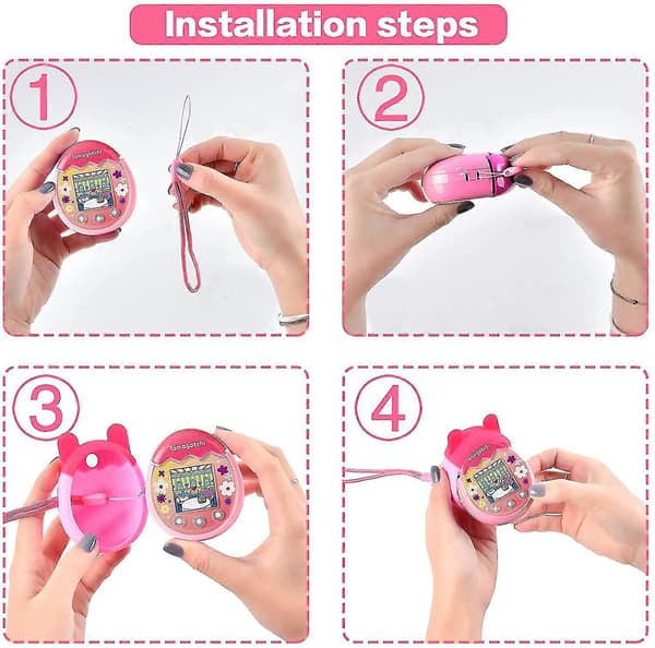 Silicone Case Compatible with Tamagotchi Pix Virtual Pet Game Console, Protective Gel Soft Shell (Pink)