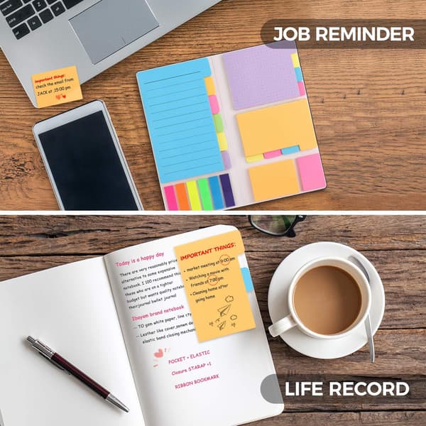 Sticky Notes Set, Self-Adhesive Post-it Notes for Journaling Notebook Planner Studies, Office Supplies College Essentials Back to S