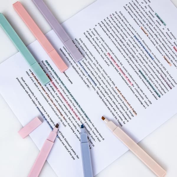 Highlighters, with chisel tip, no bleed, quick dry, easy to hold, for Bible, notes, school supplies, 6-pack
