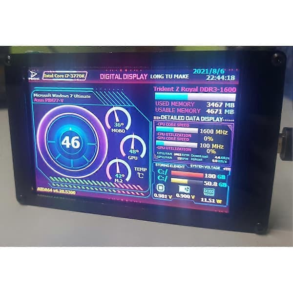 3,5 tuuman IPS USB-mininäyttö AIDA64 PC CPU RAM HDD -datamonitori tietokoneen lämpötilanäyttö Type-C