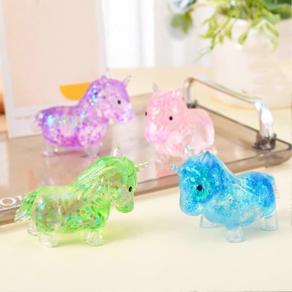 Mini Häst Klämleksak Stressavlastning Transparent Glitter Häst Stress Sockerboll Sensorisk Leksak Dekompression Leksak