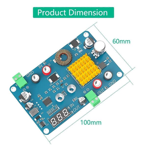 Ny Buck-omformer, DC 5-32V til 5-45V 3A Justerbar Modul med Spenningsdisplay og Berøringssensorbryter