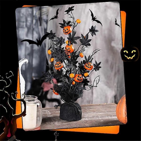 Exquisite Halloween Decorations Black Scary Pumpkin Maple Leaf Decoration Tree Ghost Festival Home Decor