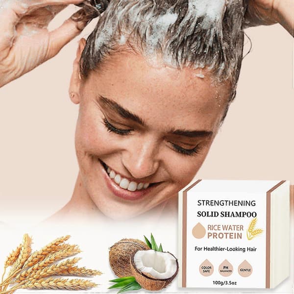 Ris Shampoo til hårvækst, Ris Shampoo & styrkende protein shampoo til pH-balanceret hår 1Pcs
