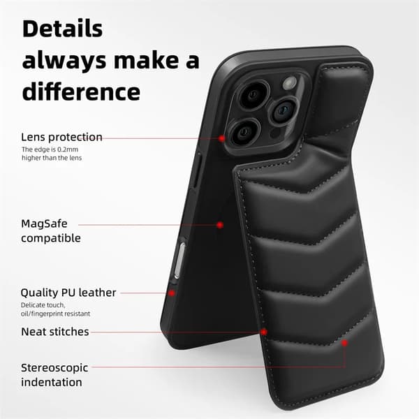 Leather Wallet Card Holder MagSafe Phone Case For iPhone16 Pro Promax Plus Holder Magnetic Charging Protective Shell