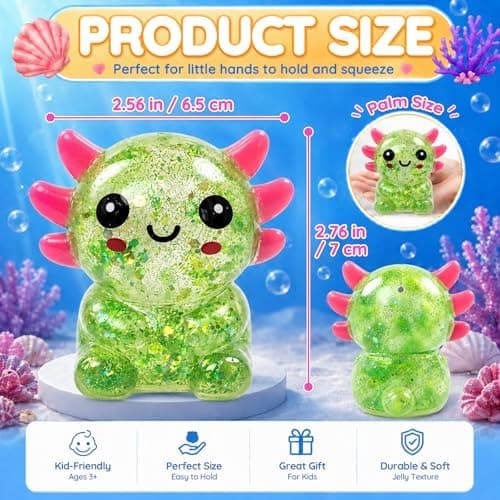 Glitter Axolotl Squishy Legetøj, Squishy Legetøj, Langsomt Stigende Squishy (Grøn) Green