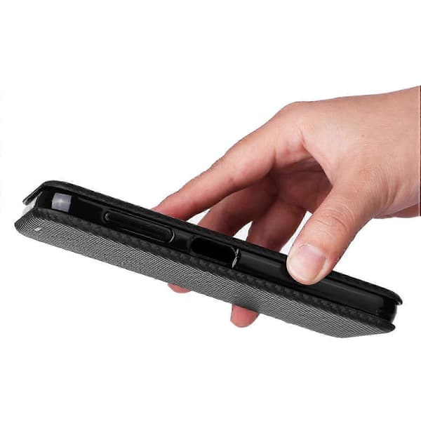 For Fairphone 5 Case Carbon Fiber Texture Phone Case with Card Holder Black