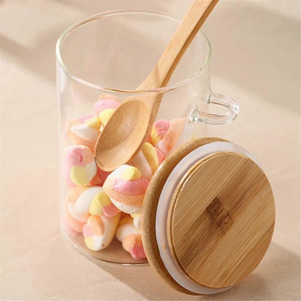 4-pack Overnight Oats Glasbehållare med Lock och Skedar, Glasburkar med Skedar och Lock för Loo