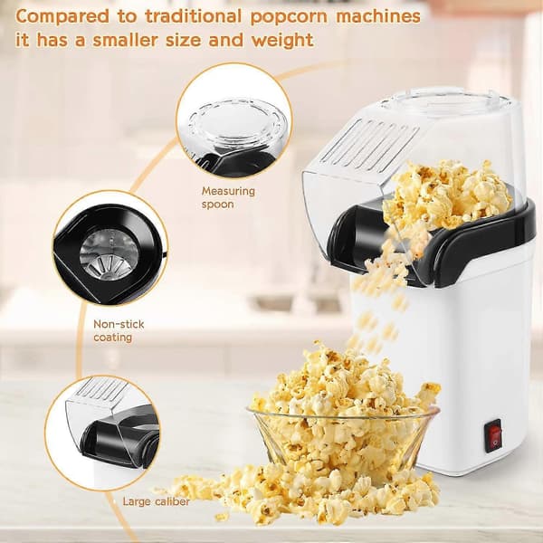 Ilmapopcornkone, sähköinen kuumailmapopcornkone - 1200W, öljytön US-pistoke_erikoislahjat