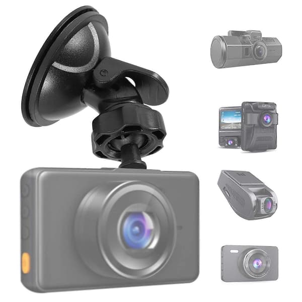 Car Mount with Suction Cup for Dashcam, 6 Different Adapters, Angle Adjustable Mount for Driving Camera