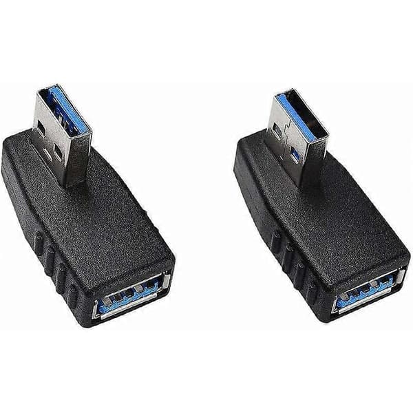 USB 3.0 Adapter 90 Degree Right and Left Angle USB Corner Connector for USB Cable, USB Computer Accessories Black 2pcs (Left Turn, Right Turn)