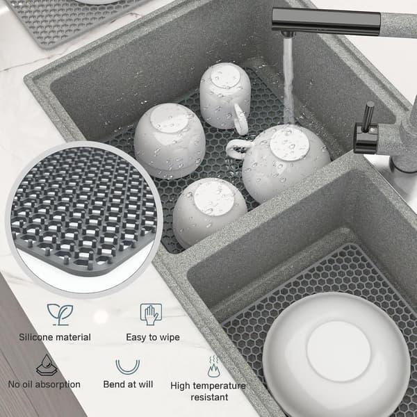 Silicone Sink Protector Mat 30.5 * 30.5cm, Dish Drying Mat Counter Protector, Sink Mats