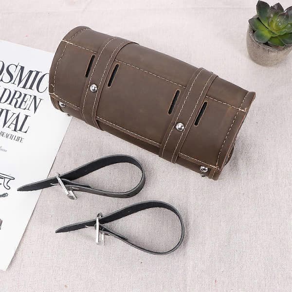 Universal Motorcycle Saddlebag Waterproof Tool Bag Mounting Strap Round Storage Bag Green