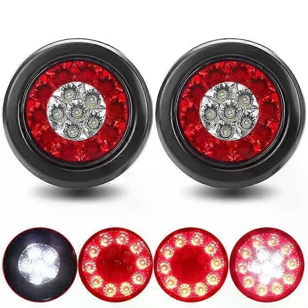 4 STK 4 runde bremselys 12V 24V lastebillys LED varselbaklys tilhenger sidemarkeringslys bildeler_Kvalitetsgaver