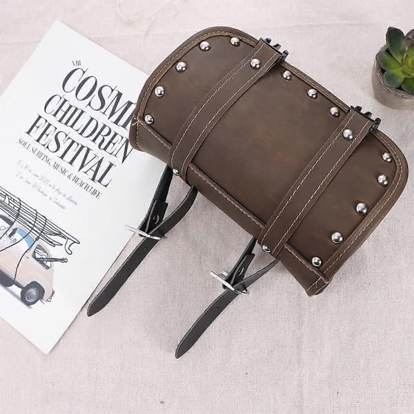 Universal Motorcycle Saddlebag Waterproof Tool Bag Mounting Strap Round Storage Bag Green