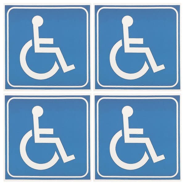 4 ark kørestolsmærkater for handicappede, selvklæbende kørestolsskilte for handicappede