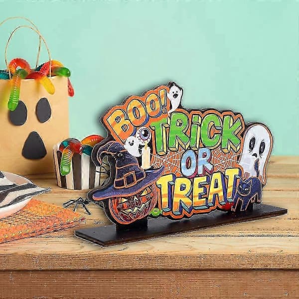 Rustic Halloween Wooden Ornaments for Table Decorations