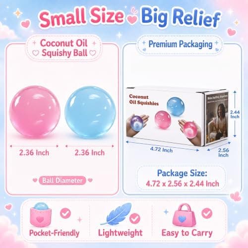 Coconut Oil Squishy - Moldable Fidget Stress Ball without Rebound 2 Pack Pink+blue