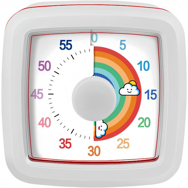 Visual Timer for Kids and Adults, 60-Minute Countdown Timer for Classroom, Kitchen, Office, Pomodoro Timer Time Management Tool for Toddlers ADHD (White)