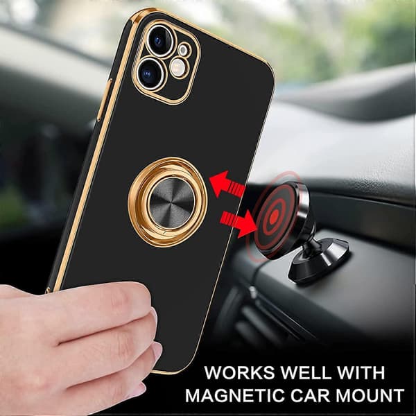 iPhone 11 Case with 360 Ring Holder, Slim Shockproof Kickstand Function Supports Magnetic Car Mount Phone Case for iPhone 11 6.1