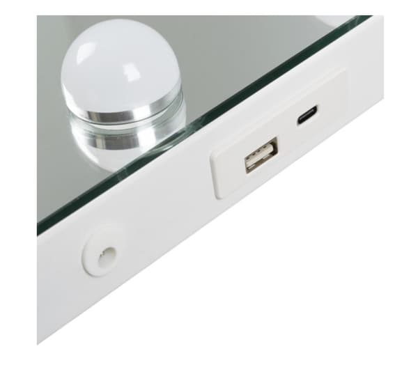 Sminkespeil med lys / Hollywood-speil - 80x60cm Vit white