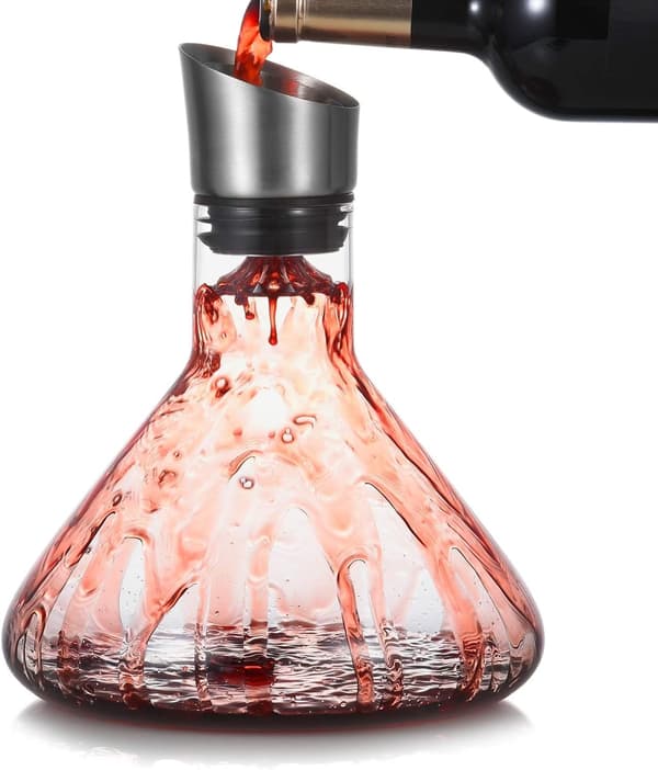 Vinkaraffel med lufter og skænkeprop, håndblæst karaffel, luksuriøst vintilbehør til gave (1200ml)