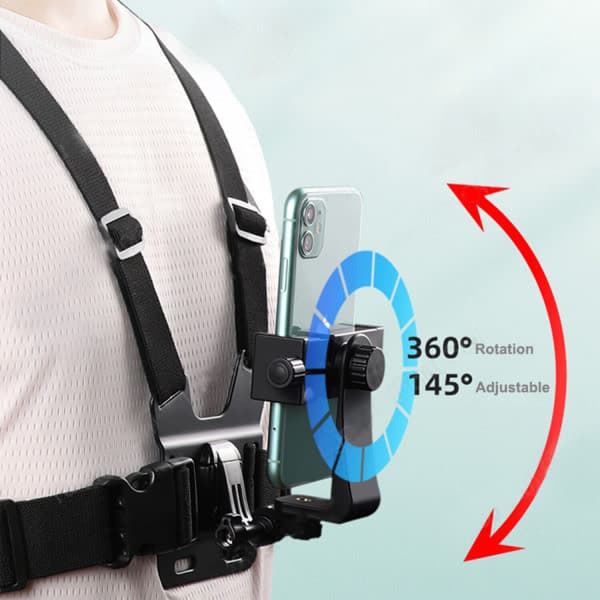 Mobile Phone Chest Mount Harness Holder Clip Chest Strap Set